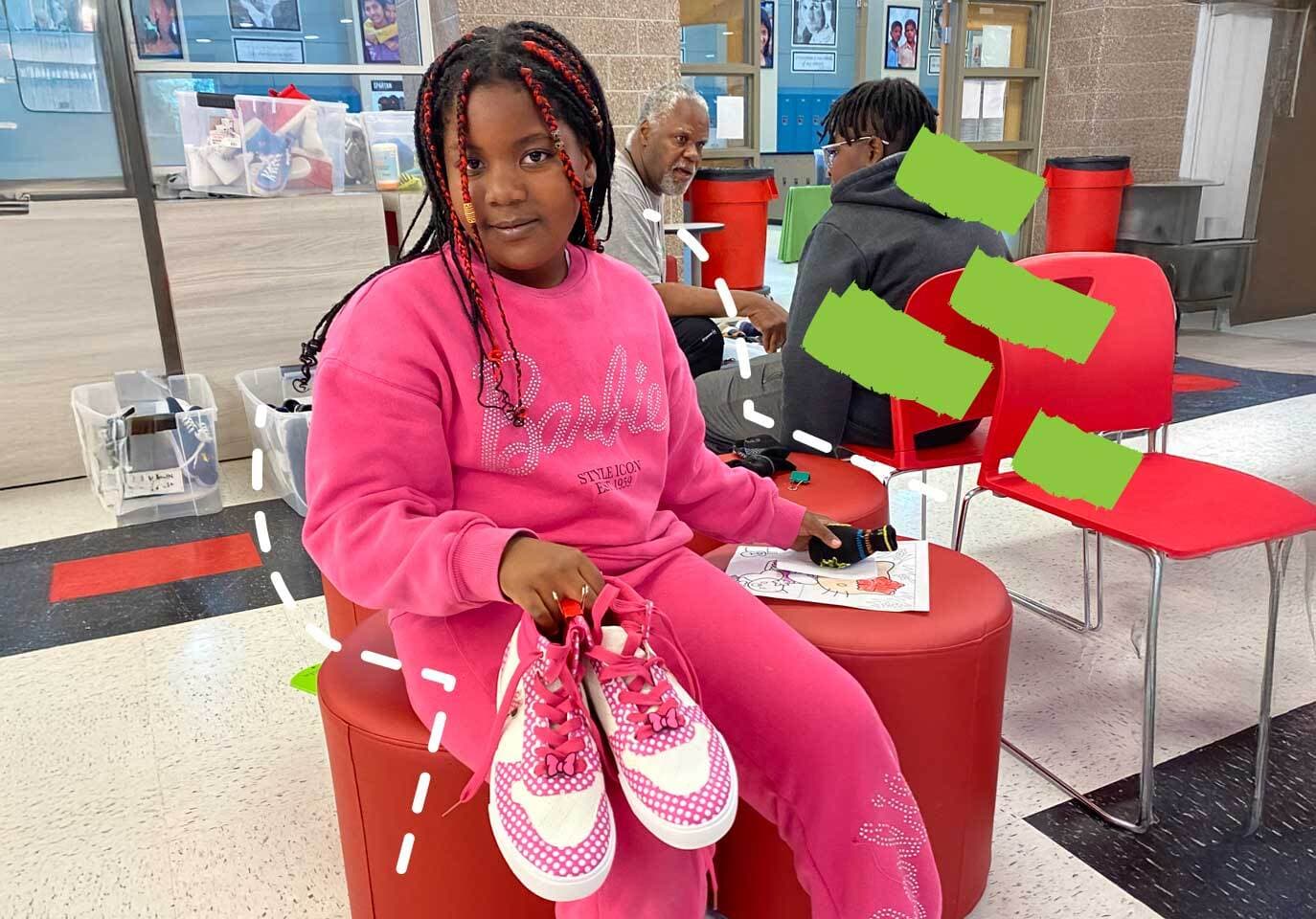 Girl with pink shoes