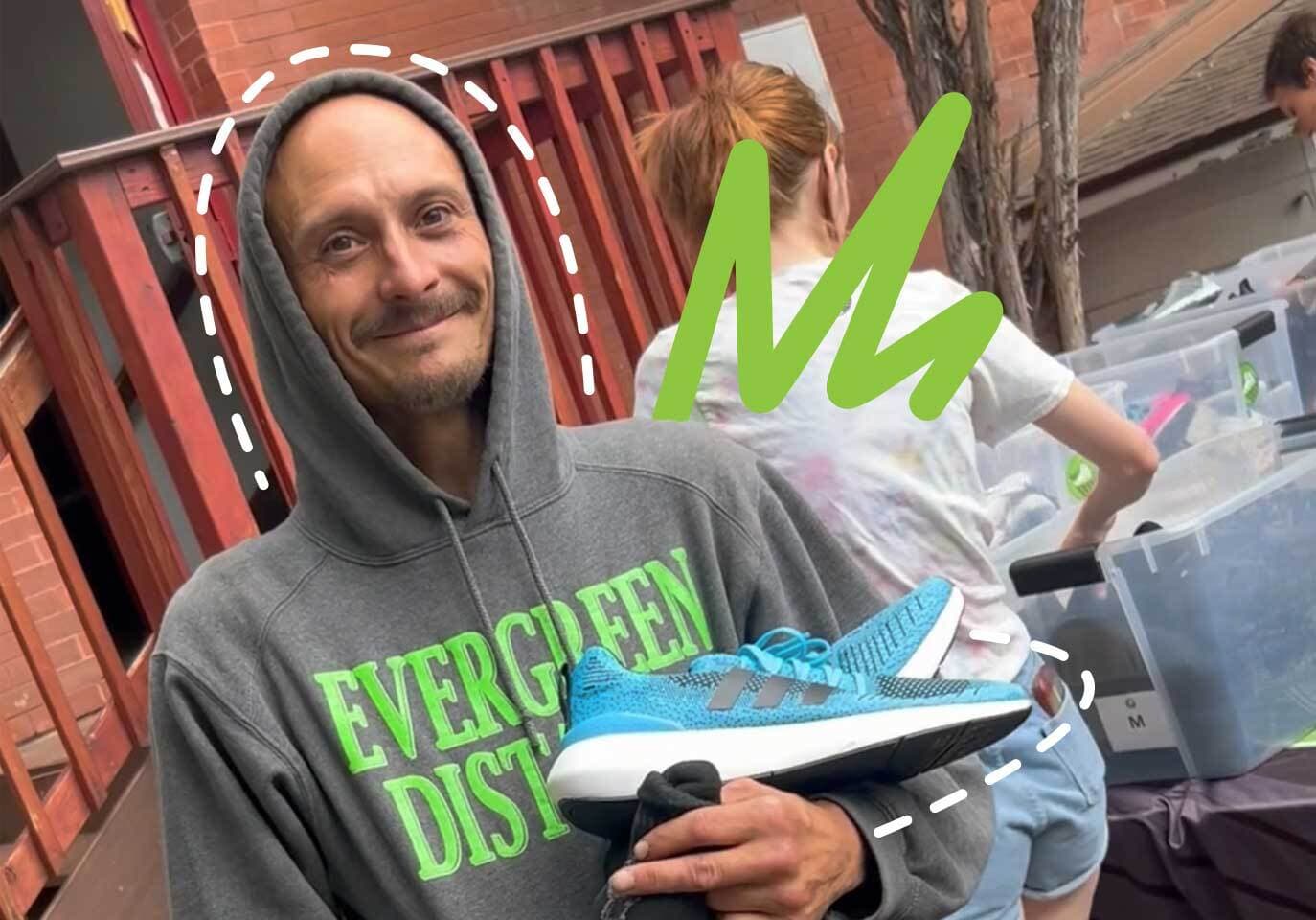 Happy man with new shoes